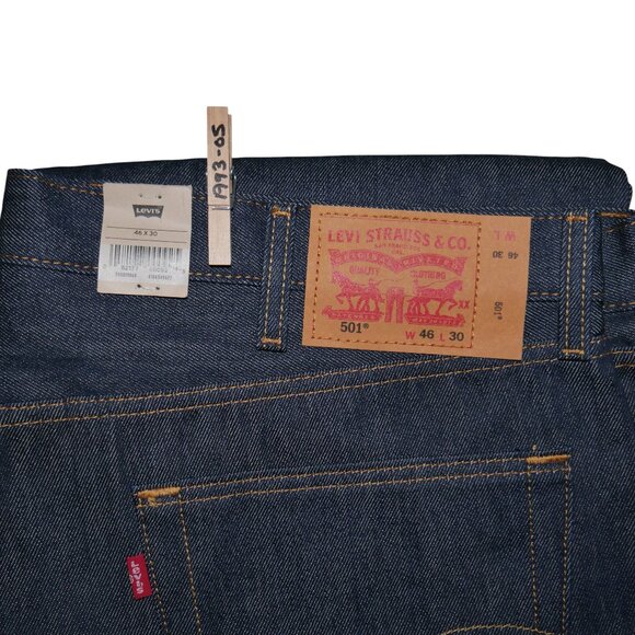 Levis 501 Original Fit Jeans Men's Size 46X30 Dark Rinse Denim Straight Leg NEW - Picture 2 of 12